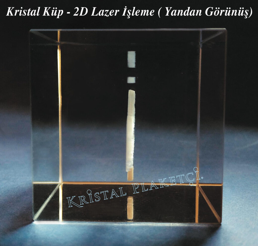 2 boyutlu lazer kristal küp