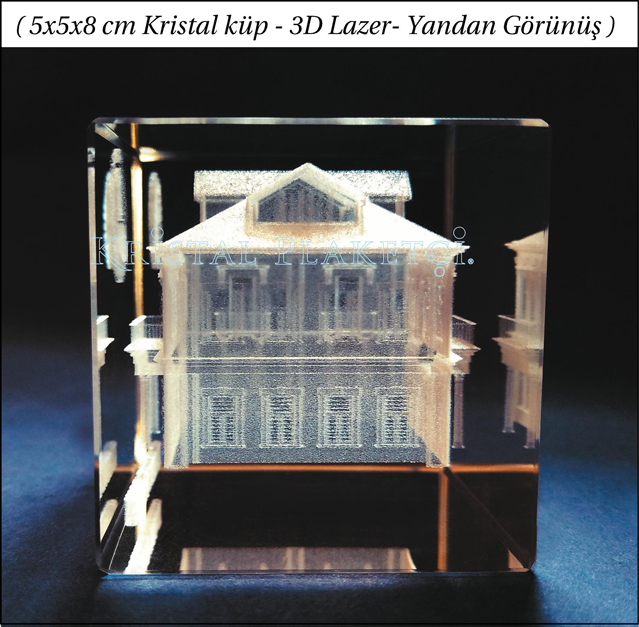 5x5x8cm 3d lazer kristal küp
