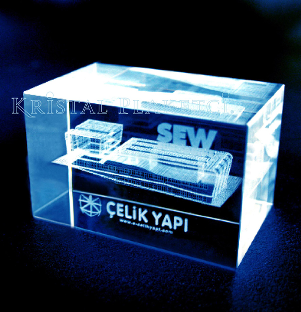 3d lazerli kristal küp