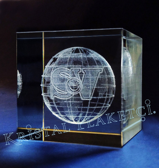 Kristal küp içinde dünya 3d lazer patlatma örneklerindendir.