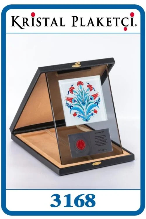 Füme Kristal Cam Plaket Motifli Çiçek Desenli – 3168 (18x24cm) – Kod 3168 | kristal plaket