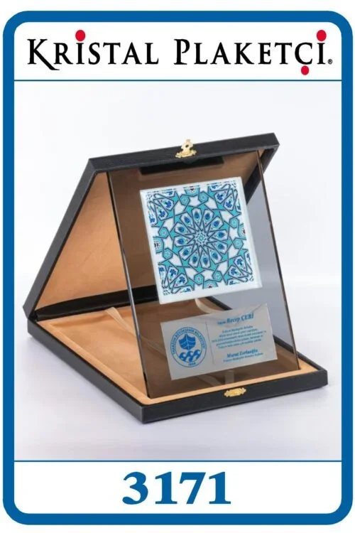 Füme Kristal Cam Plaket Renkli Desenli – 3171 (18x24cm) – Kod 3171 | kristal plaket