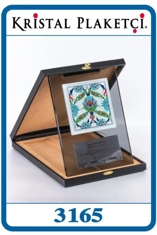 Füme Kristal Cam Renkli Desenli Plaket – 3165 (18x24cm) – Kod 3165 | kristal plaket