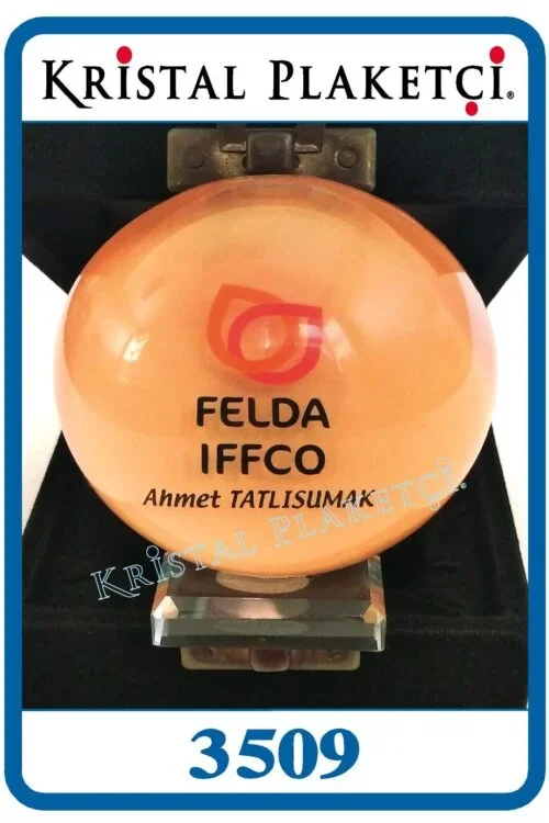 70 mm Cam Yarım Küre Lensli Plaket – 3509 – Kod 3509 | kristal plaket