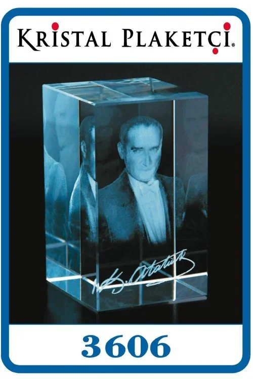 Kristal Küp Atatürk – 3606 (6x6x10cm) – Kod 3606 | kristal plaket