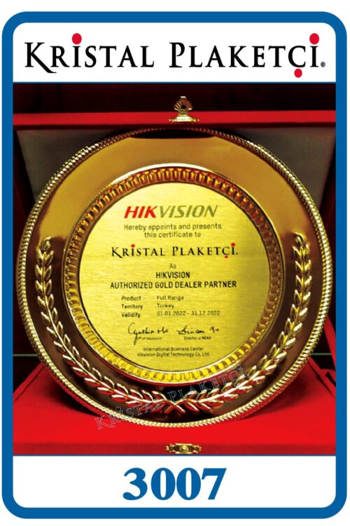 Altın sarısı tabak plaket ödül