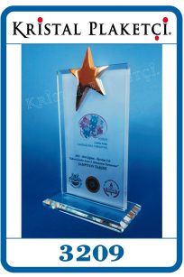 Altın yıldızlı cam plaket